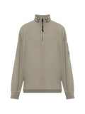 C.P. Company brushed and emerized diagonal fleece mixed boxy half zip Lens sweatshirt