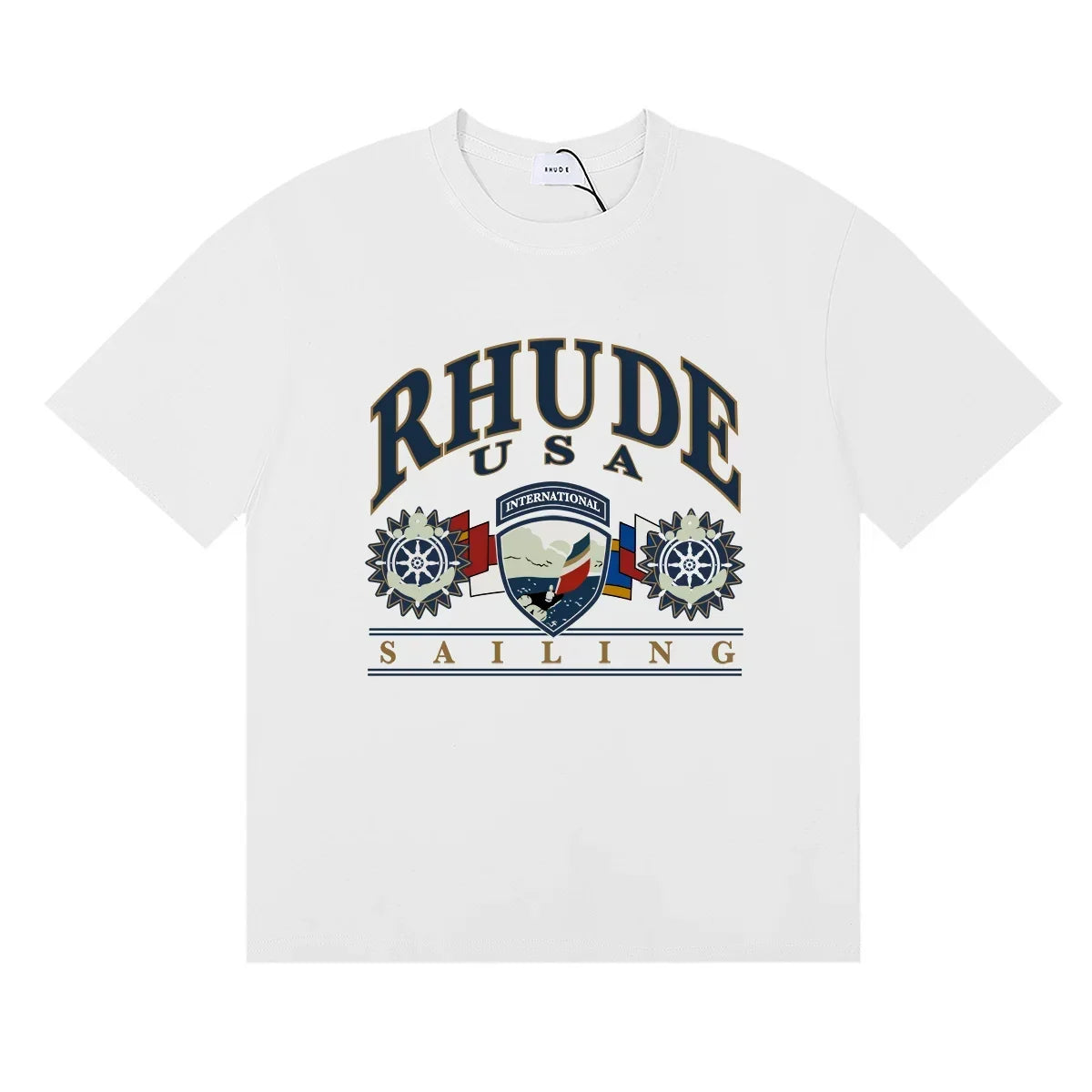 Rhude USA Sailing Nautical Crest Oversized Short Sleeve T‑Shirt