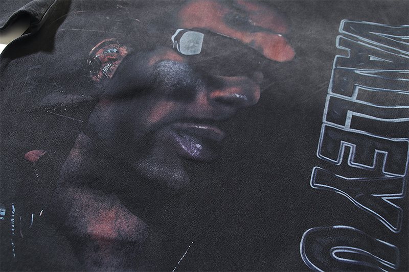 VALE USA Washed Black Portrait Graphic T-Shirt
