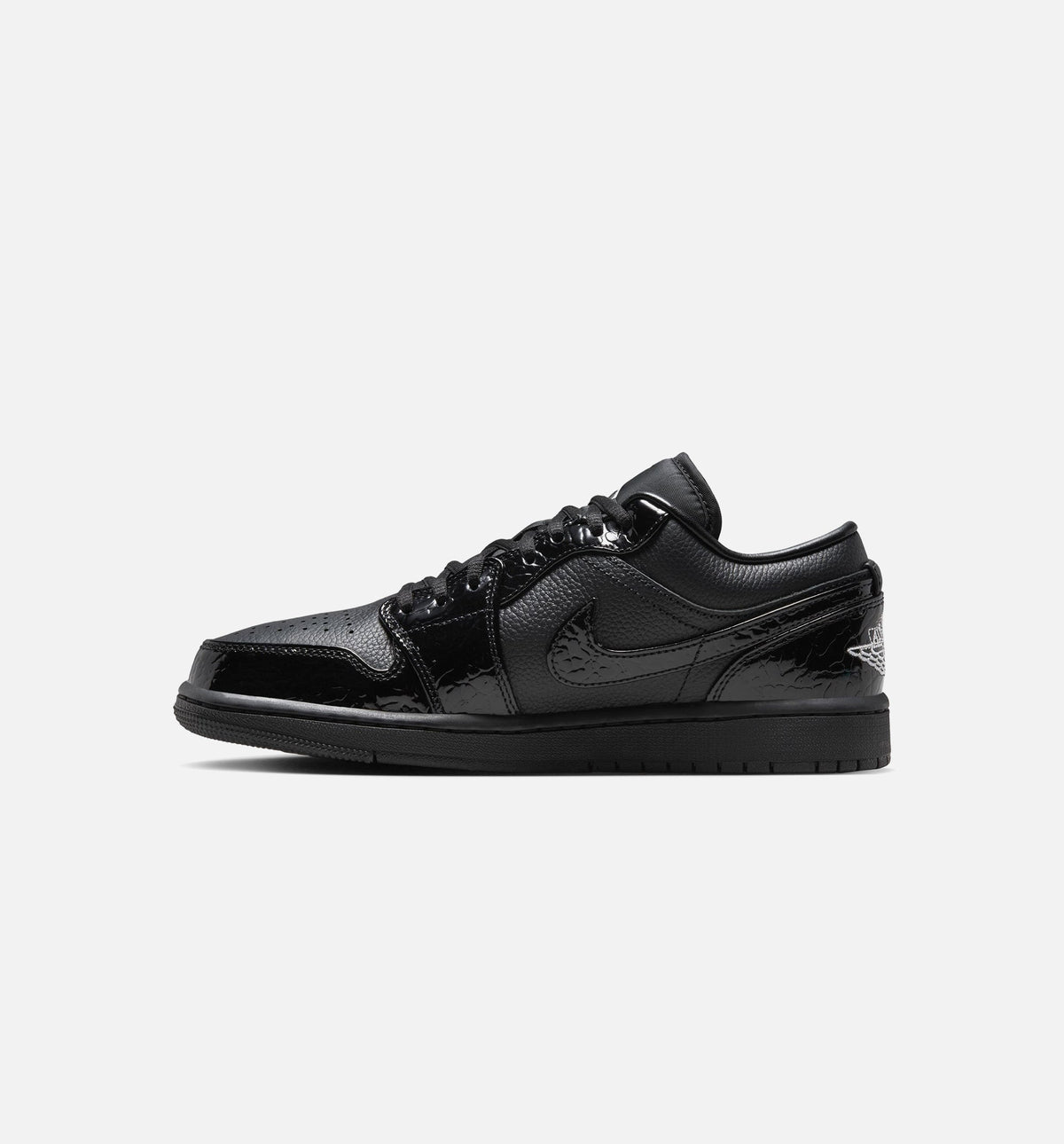 Air Jordan 1 Low 'Patent Elephant' Women's Shoes - Black / White / Metallic Silver