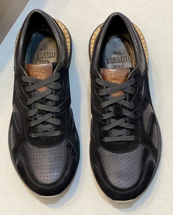 Berluti Black Low-Top Sneakers with Tan Accents