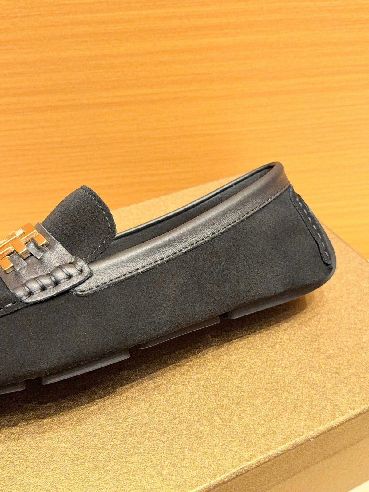 Versace Men's Black Gold Buckle Loafers