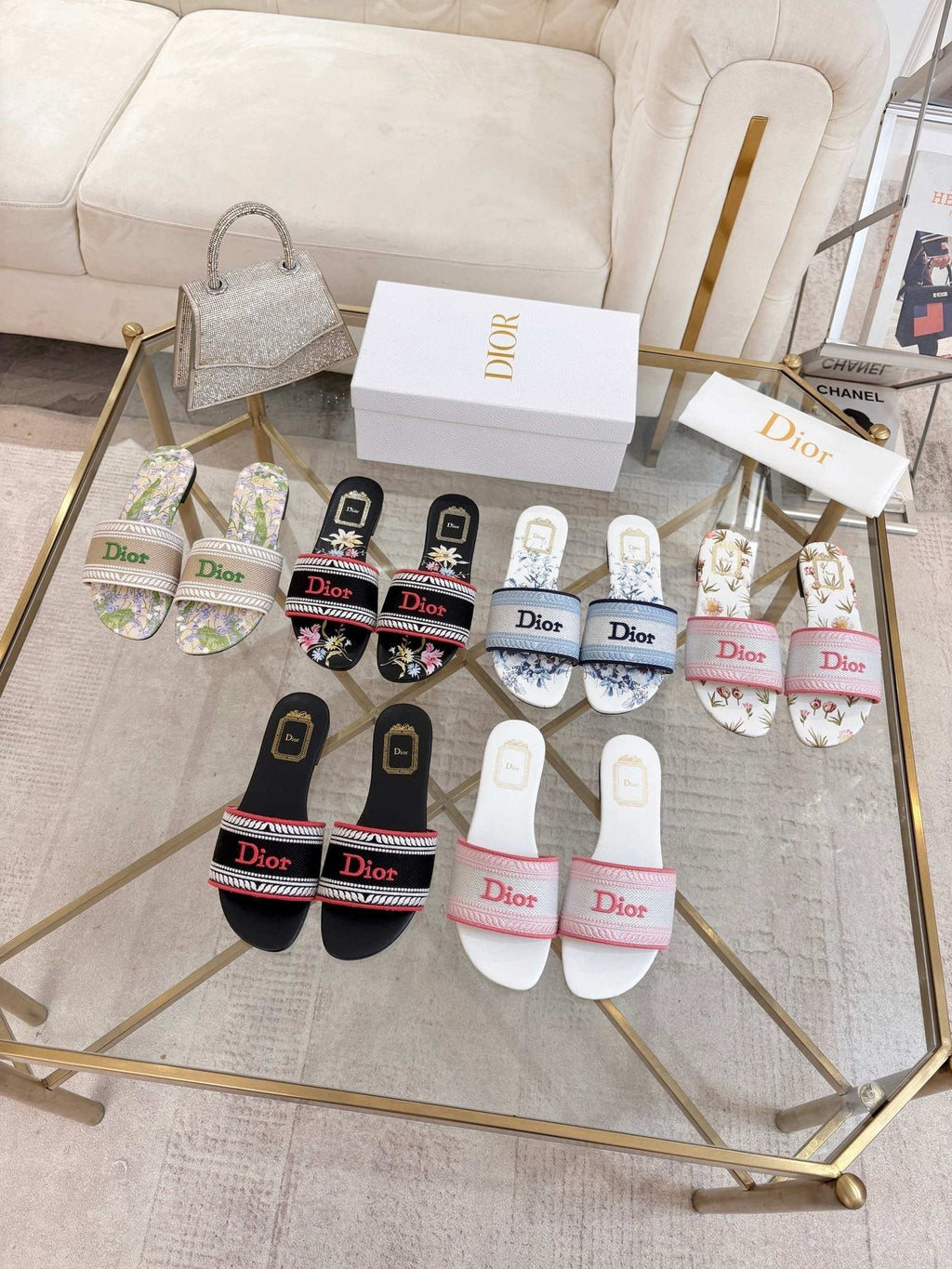 Dior Logo Strap Slide Sandals - Flat Slip-On Construction