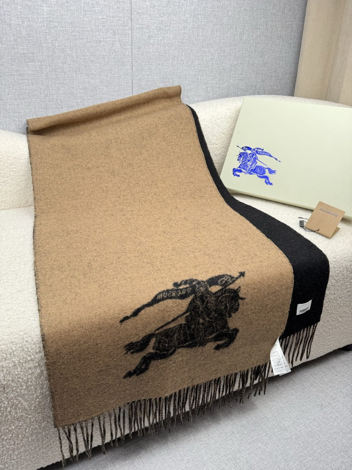 Burberry Reversible Fringed Equestrian Scarf