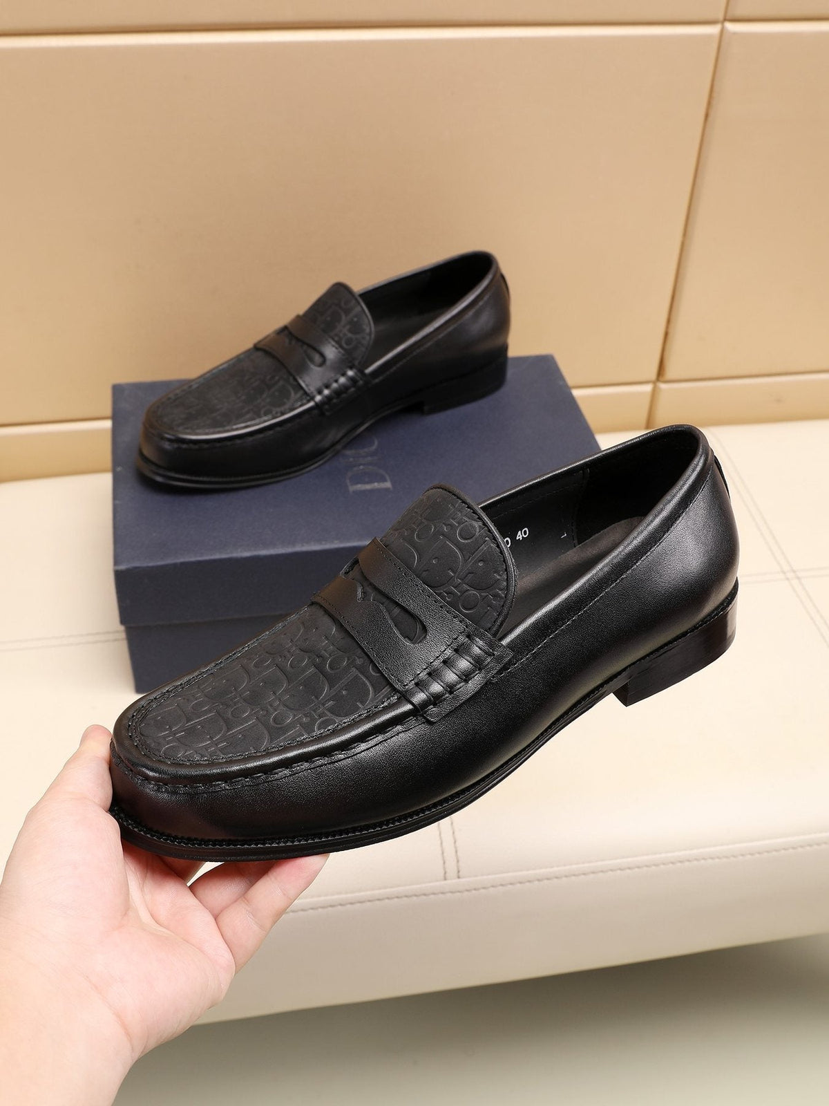 Dior Textured Apron-Toe Loafers
